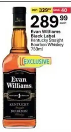 Liquor City Evan Williams Black Label Kentucky Straight Bourbon Whiskey offer