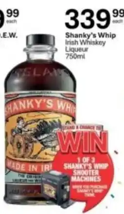 Liquor City Shanky's Whip Irish Whiskey Liqueur offer