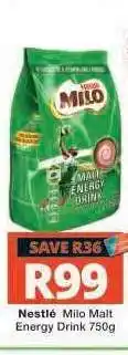 Checkers Nestlé Milo Malt Energy Drink 750g offer