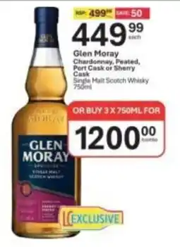 Liquor City Glen Moray Chardonnay, Peated, Port Cask or Sherry Cask Single Malt Scotch Whisky offer
