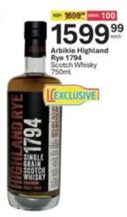 Liquor City Arbikie Highland Rye 1794 Scotch Whisky offer