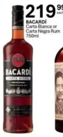 Liquor City BACARDÍ Carta Blanca or Carta Negra Rum offer