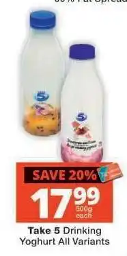 Checkers Take 5 Drinking Yoghurt All Variants offer