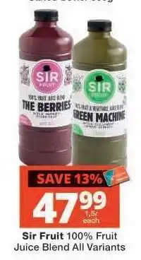 Checkers Sir Fruit 100% Fruit Juice Blend All Variants offer