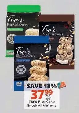 Checkers Tia's Rice Cake Snack All Variants offer
