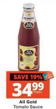Checkers ALL GOLD Tomato Sauce offer