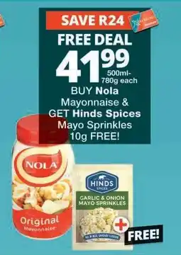 Checkers Nola Mayonnaise & Hinds Spices Mayo Sprinkles offer