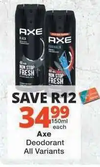 Checkers Axe Deodorant All Variants offer