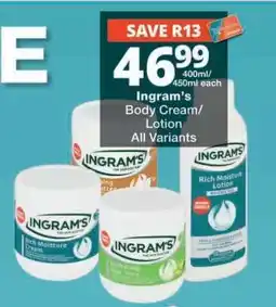 Checkers Ingram's Body Cream/Lotion offer