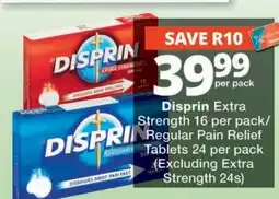 Checkers Disprin Extra Strength/Regular Pain Relief offer