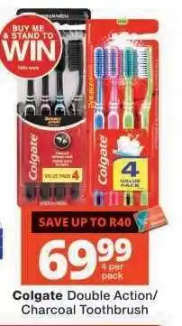Checkers COLGATE Double Action / Charcoal Toothbrush offer