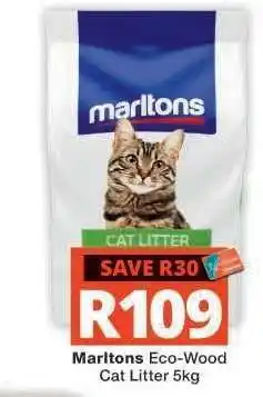 Checkers Marltons Eco-Wood Cat Litter 5kg offer