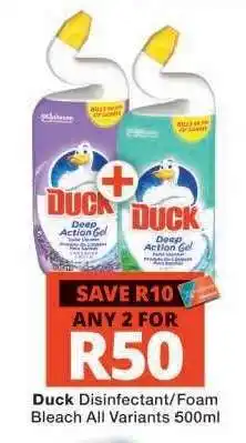 Checkers Duck Disinfectant/Foam Bleach All Variants 500ml offer