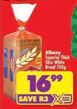 Shoprite Albany Superior Thick Slice White Bread 700g offer
