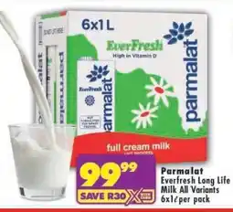 Shoprite Parmalat EverFresh Long Life Milk All Variants 6x1ℓ per pack offer