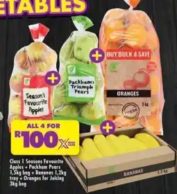 Shoprite Class 1 Seasons Favourite Apples + Packham Pears + Bananas + Oranges offer
