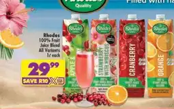 Shoprite RHODES 100% FRUIT JUICE BLEND all variants offer