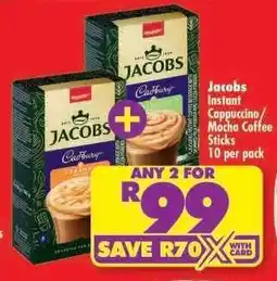 Shoprite Jacobs Instant Cappuccino/Mocha Coffee Sticks 10 per pack offer