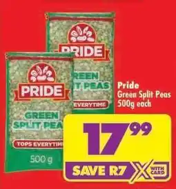 Shoprite Pride Green Split Peas 500g each offer