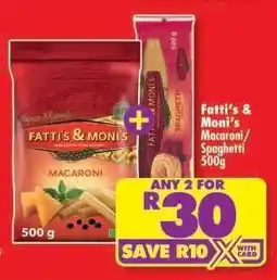 Shoprite Fatti's & Moni's Macaroni/Spaghetti 500g offer