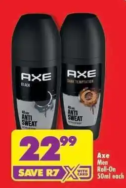 Shoprite Axe Men Roll-On 50ml each offer