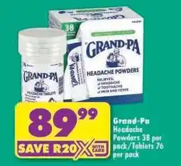 Shoprite GRAND-PA HEADACHE POWDERS offer