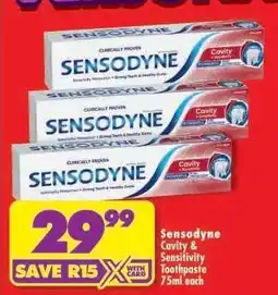 Shoprite Sensodyne Cavity & Sensitivity Toothpaste 75ml each offer