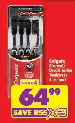 Shoprite Colgate Charcoal/Double Action Toothbrush 4 per pack offer