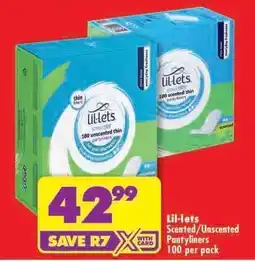 Shoprite Lil-lets Scented/Unscented Pantyliners offer