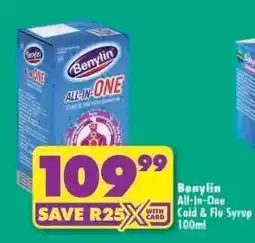 Shoprite Benylin All-In-One Cold & Flu Syrup 100ml offer