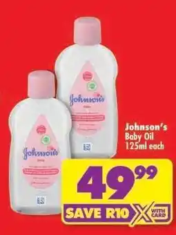 Shoprite JOHNSON'S BABY OIL 125ml each offer