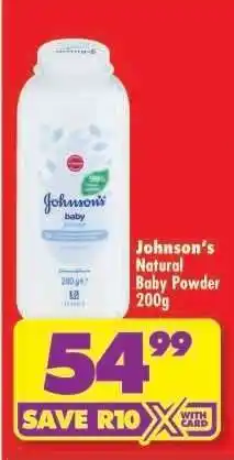 Shoprite JOHNSON'S NATURAL BABY POWDER 200g offer