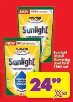 Shoprite Sunlight Original Dishwashing Liquid Refill 750ml each offer