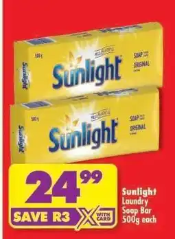 Shoprite Sunlight Laundry Soap Bar-500g Each offer