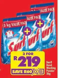 Shoprite Surf Hand Washing Powder-3kg offer