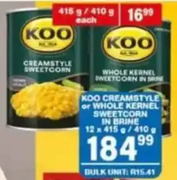 Giant Hyper KOO Creamstyle Sweetcorn offer