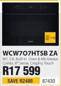 Hirsch's W7, 53L Built-in Oven & Microwave Combi, 6th Sense, CrispFry, Touch offer