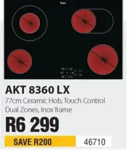 Hirsch's Akt 8360 LX 77cm Ceramic Hob, Touch Control Dual Zones, Inox frame offer