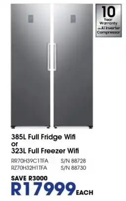 Hirsch's 385L Full Fridge Wifi or 323L Full Freezer Wifi offer