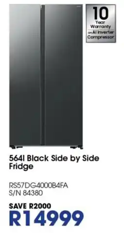 Hirsch's 564l Black Side by Side Fridge offer