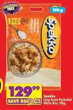 Shoprite Spekko Long Grain Parboiled White Rice 10kg offer