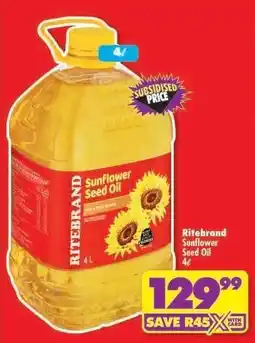 Shoprite Ritebrand Sunflower Seed Oil 4ℓ offer