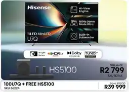 Hirsch's Hisense 100U7Q + FREE HS5100 offer