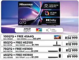 Hirsch's Hisense 100Q7Q + FREE 40A4Q offer