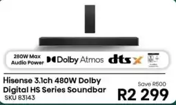 Hirsch's Hisense 3.1ch 480W Dolby Digital HS Series Soundbar offer