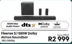 Hirsch's Hisense 5.1 580W Dolby Atmos Soundbar offer