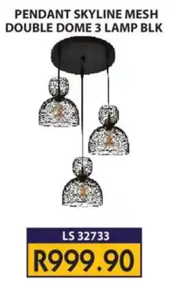Laduma Hardware catalogue Pendant Skyline Mesh Double Dome 3 Lamp Blk offer