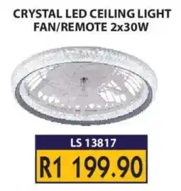 Laduma Hardware catalogue Crystal LED Ceiling Light Fan/Remote 2x30W offer