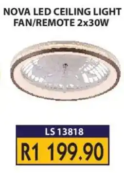 Laduma Hardware catalogue NOVA LED CEILING LIGHT FAN/REMOTE 2x30W offer