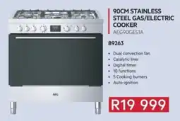 Hirsch's 90CM STAINLESS STEEL GAS/ELECTRIC COOKER AEG90GES1A offer